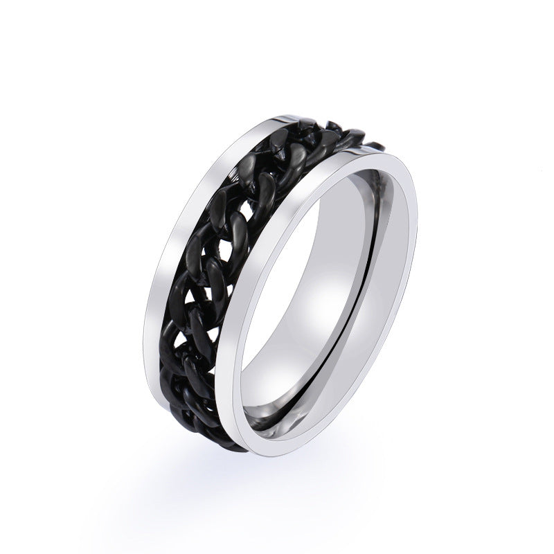 Retro Titanium Steel Chain Ring for Men - Wholesale Stainless Steel Simple Design