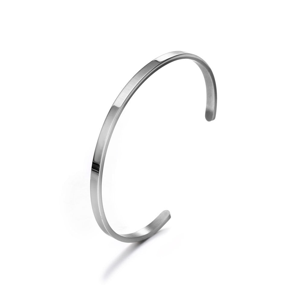 Modern C-Shaped Titanium Steel Bracelet for Men - Inspired by Japanese and Korean Fashion, Available in Silver and Black