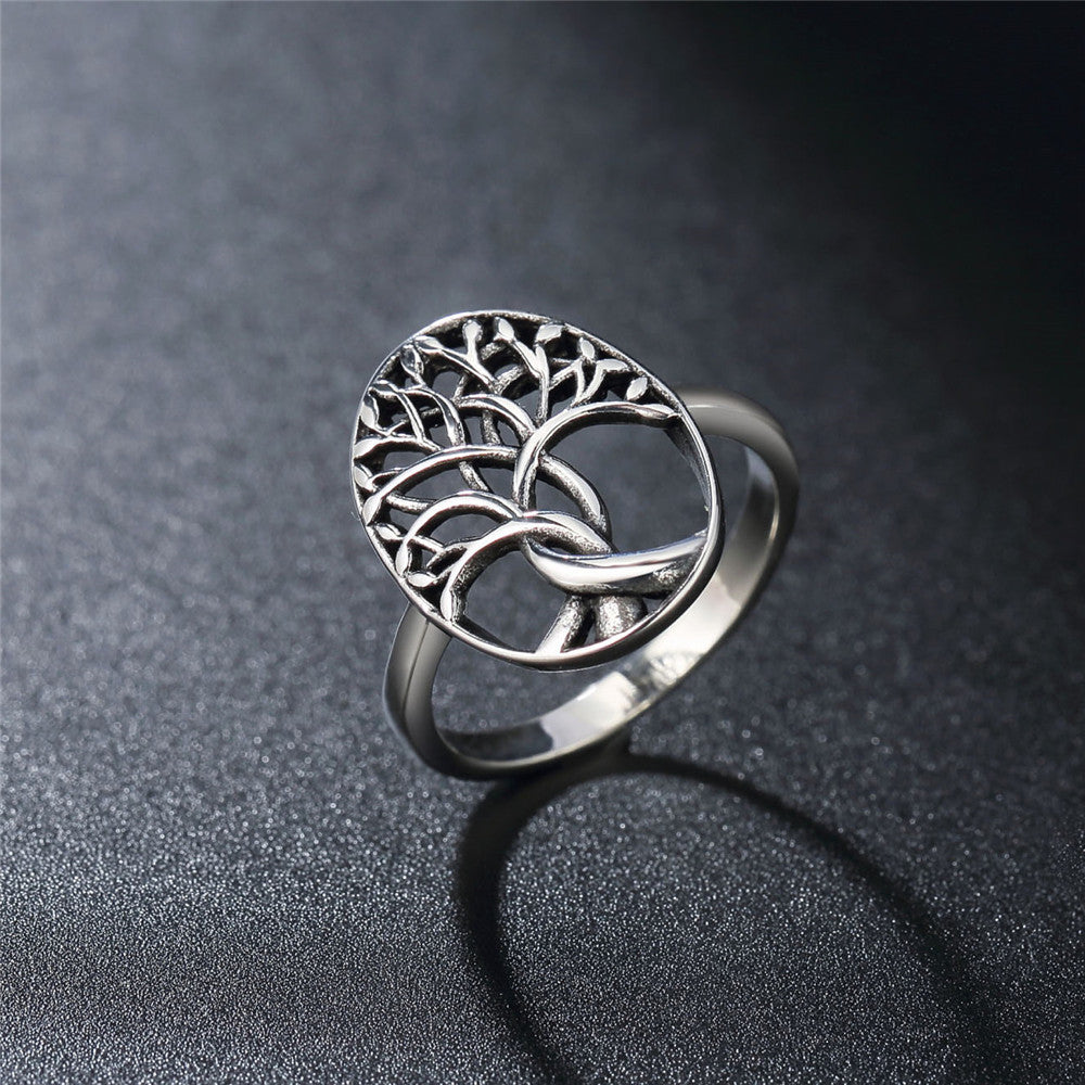 Men's Titanium Steel Life Tree Ring with Religious Retro Personality