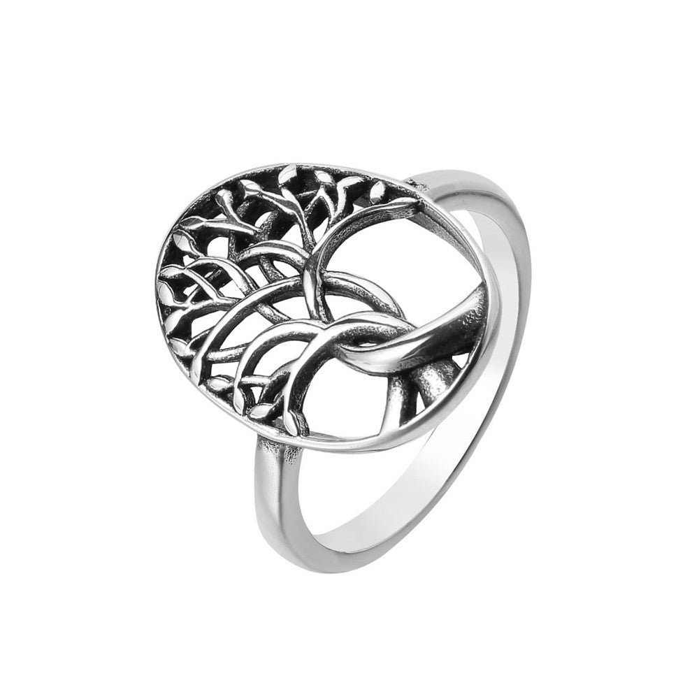 Men's Titanium Steel Life Tree Ring with Religious Retro Personality