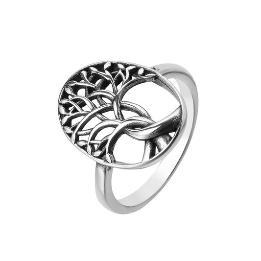 Men's Titanium Steel Life Tree Ring with Religious Retro Personality