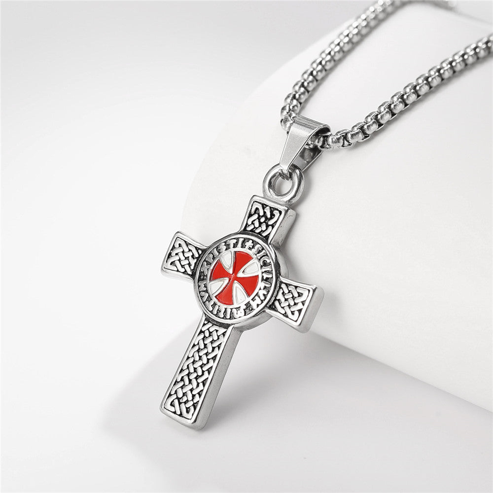 Red Cross Celtic Cross Titanium Steel Pendant for Men