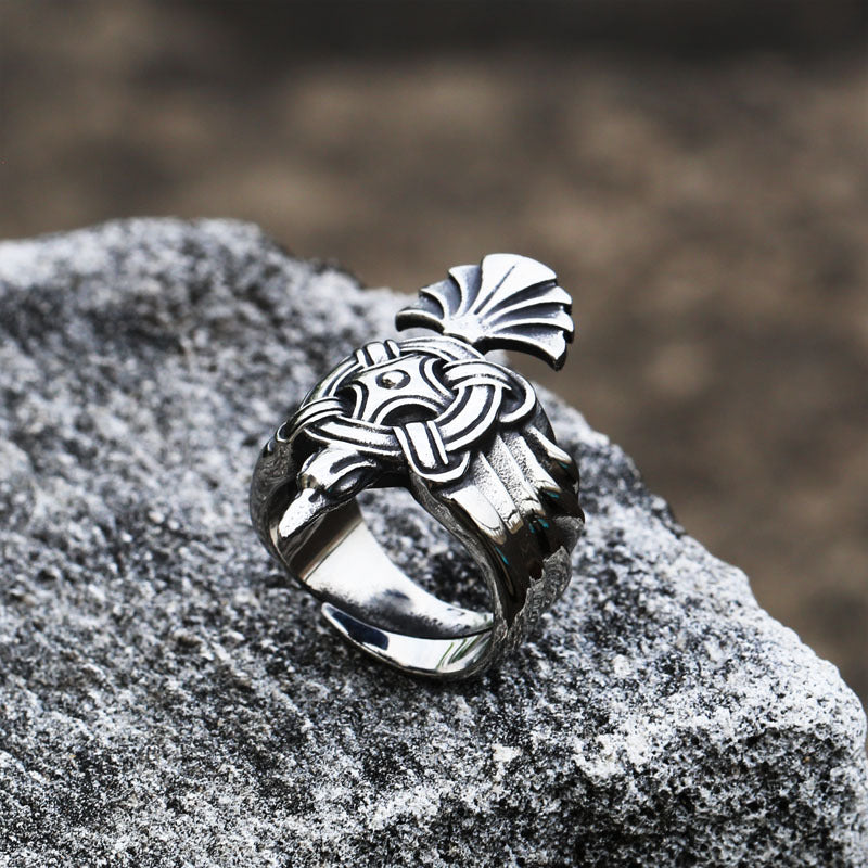 Viking-Inspired Titanium Steel Crow Ring for Men – Retro Chic Stainless Steel Accessory