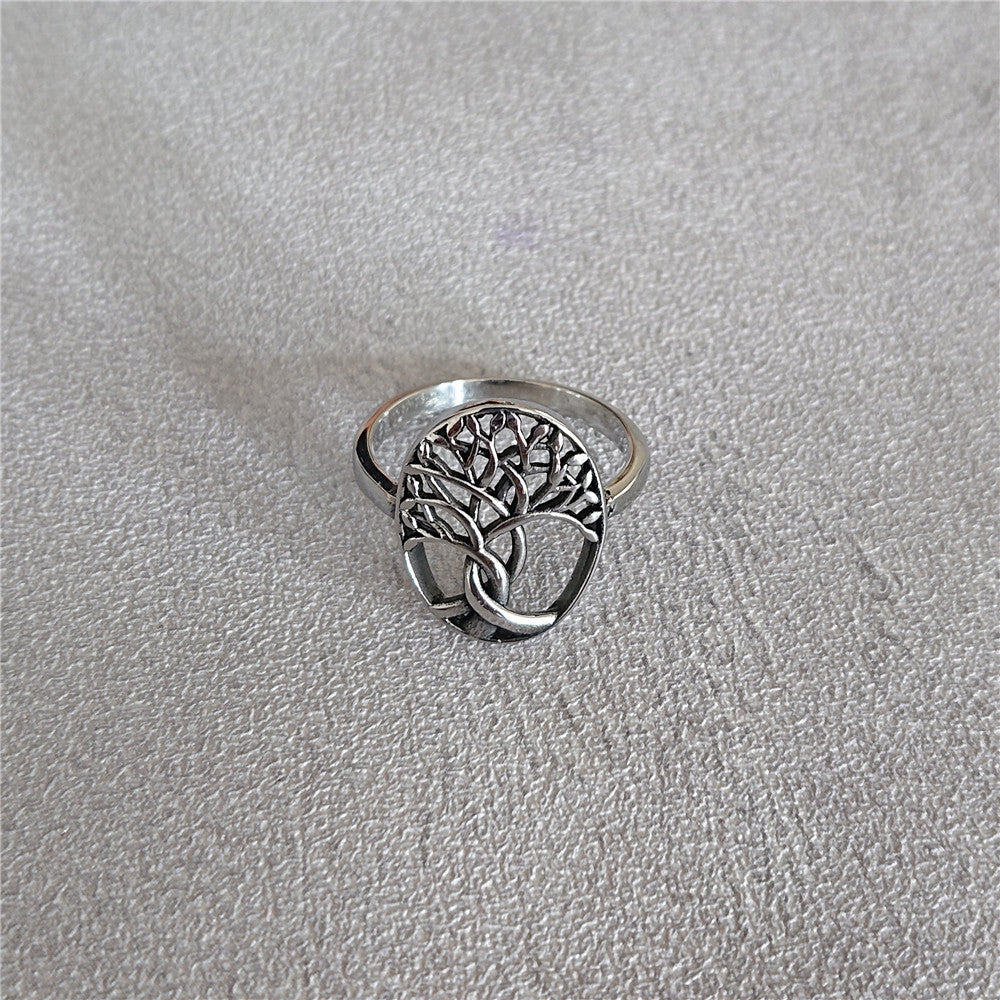 Men's Titanium Steel Life Tree Ring with Religious Retro Personality