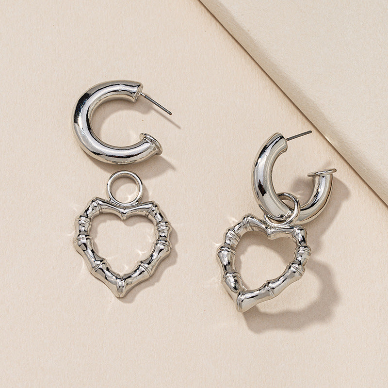 European and American Jewelry: Stylish Peach Heart Alloy Earrings