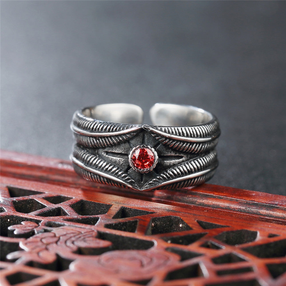 Retro Ruby Punk Gothic Titanium Steel Ring