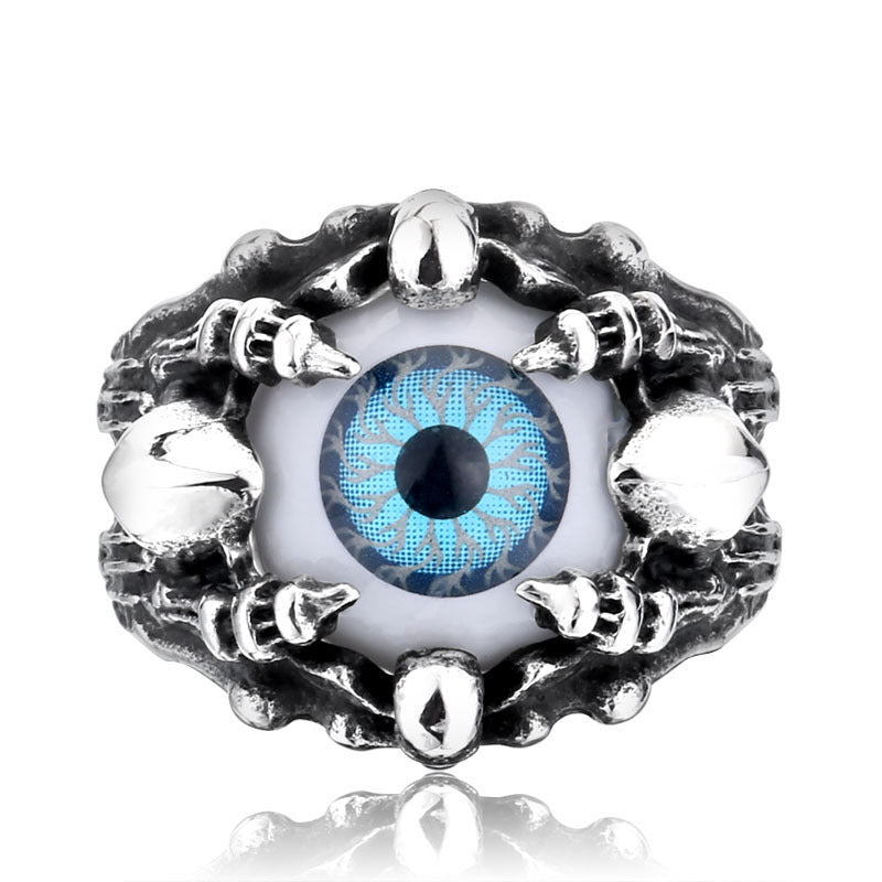 Men's Custom Titanium Steel Skull Eye Ring - Bold Alternative Style Jewelry