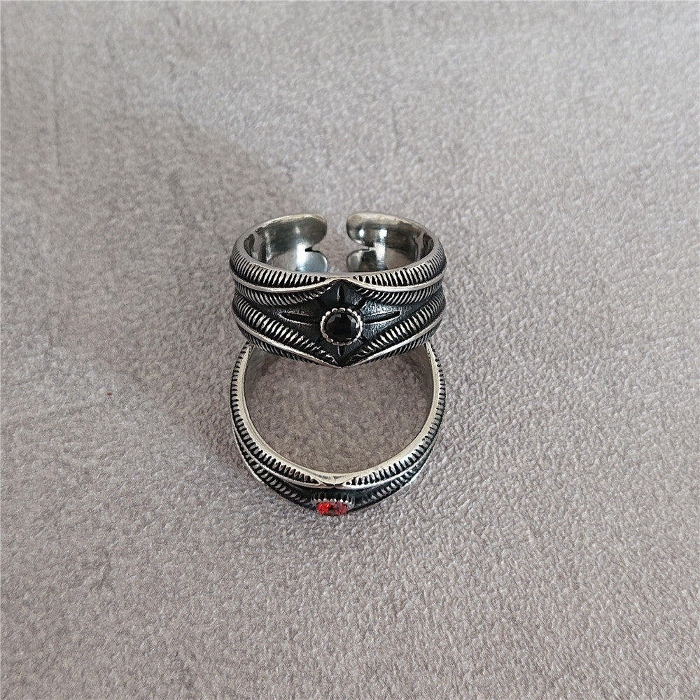 Retro Ruby Punk Gothic Titanium Steel Ring