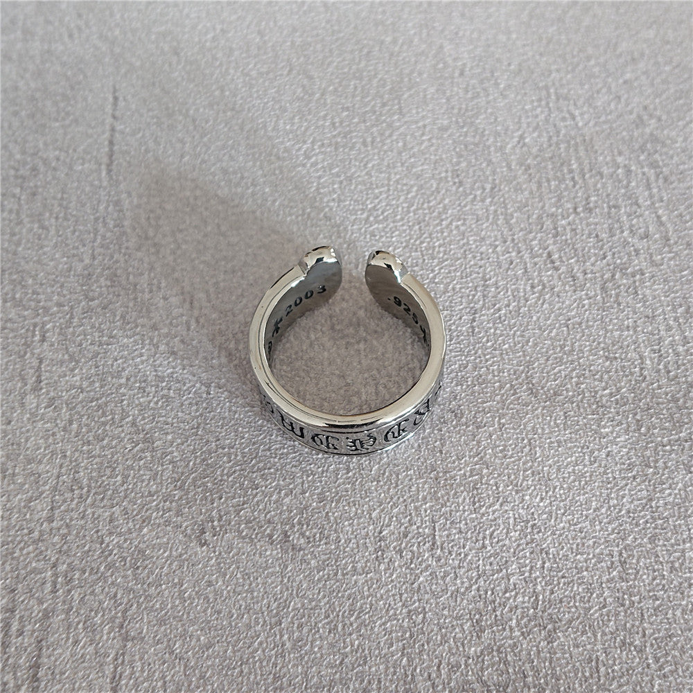 Gothic Symbols Opening Titanium Steel Ring for Men