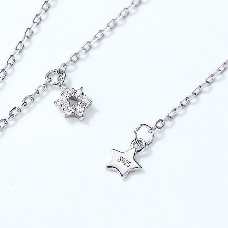 Christmas Zircon Snowflake Sterling Silver Necklace