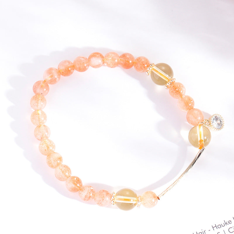 Golden Citrine Crystal Bracelet for Women - Sterling Silver Beckoning Fortune Transfer Bead Bracelet - Birthday Gift for Girlfriend