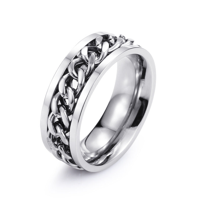 Retro Titanium Steel Chain Ring for Men - Wholesale Stainless Steel Simple Design