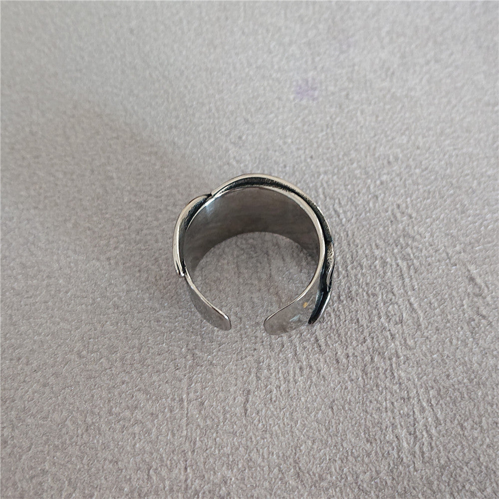 Vintage Titanium Steel Feather Open Ring by Goro Takahashi