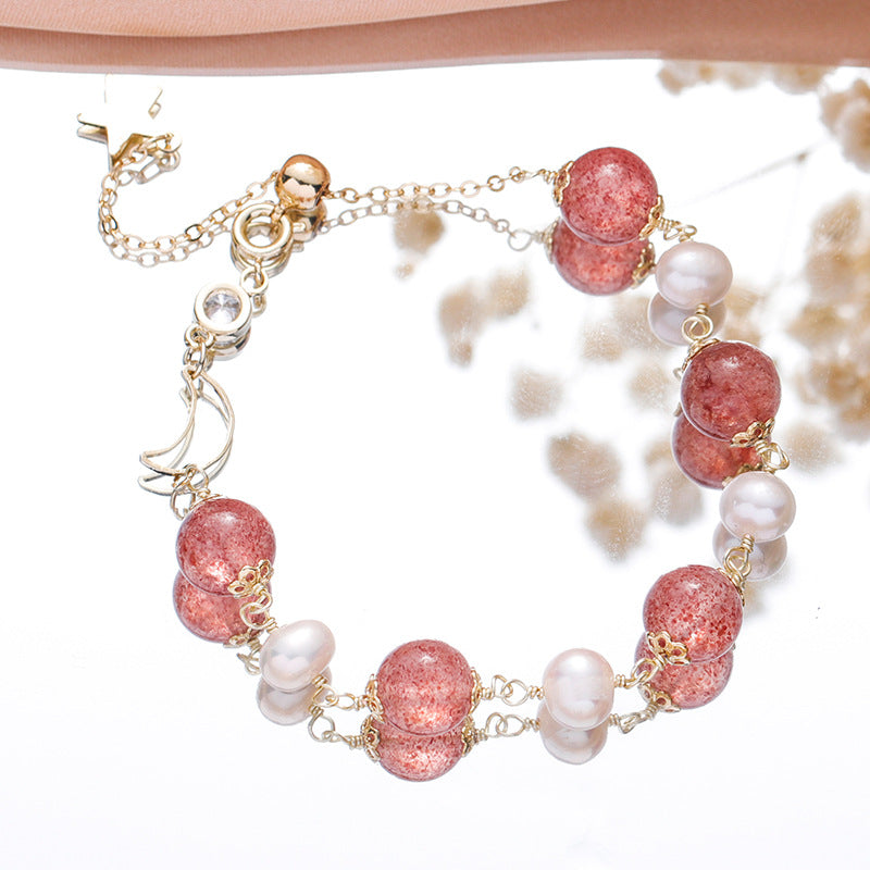 Fortune's Favor Sterling Silver Bracelet with Moonlight Stone, Freshwater Pearl, and Crystal