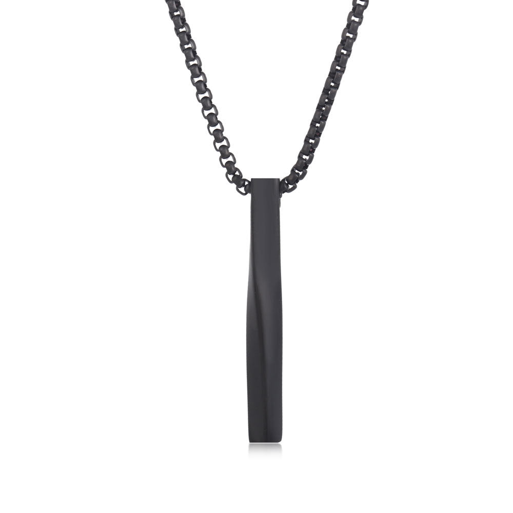 Modern Twisted Titanium Steel Square Bar Pendant Necklace for Unisex Fashion