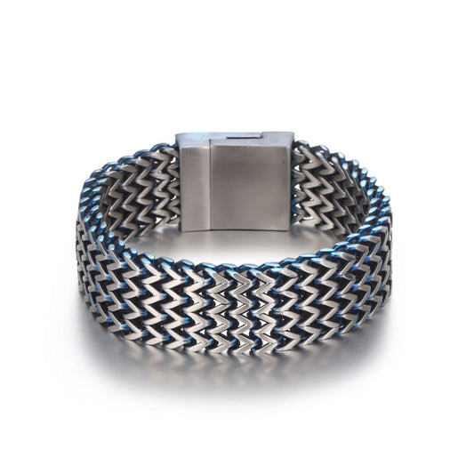 Men's Fashionable Wide Titanium Steel Square Bracelet - Stylish Cross-Border Accessory