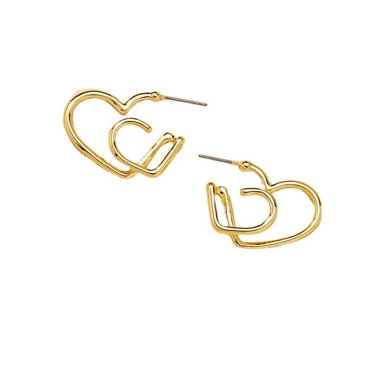 Trendy Peach Heart Earrings Set - Vienna Verve Collection