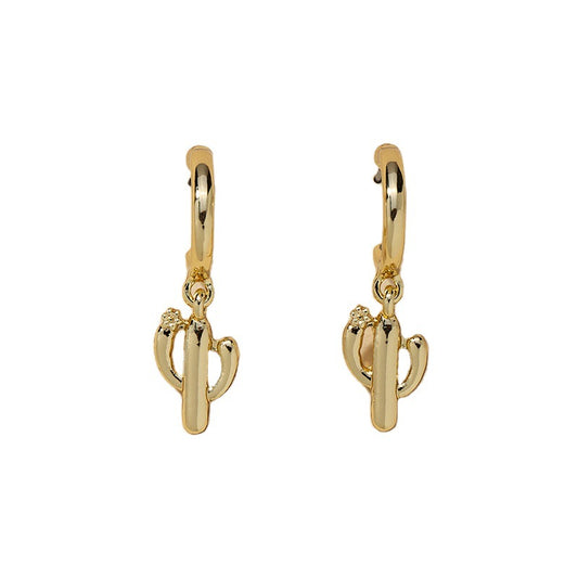 Cactus Plant Alloy Earrings - Vienna Verve Collection