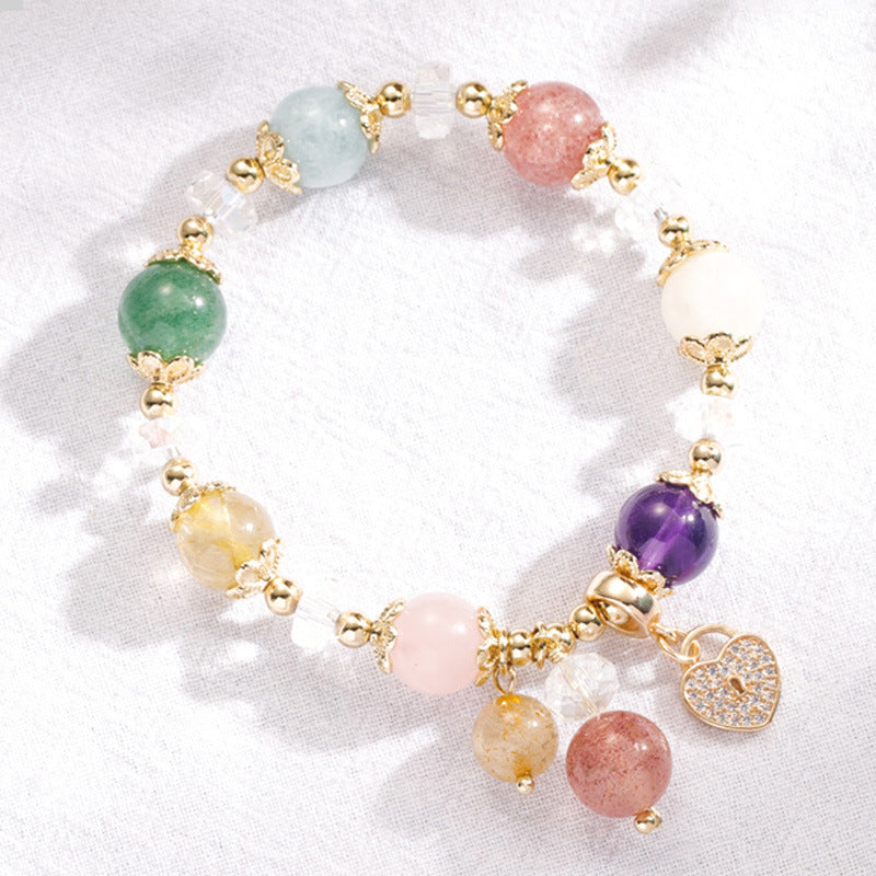 Blonde Crystal and Gemstone Sterling Silver Love Bracelet