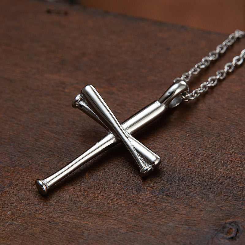 Stylish Baseball Cross Titanium Steel Pendant for Men