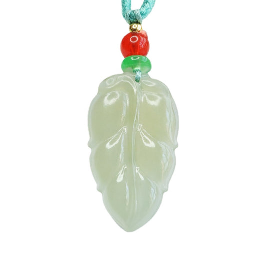 Jewelry Necklace Featuring Ice Green Leaf Hetian Jade