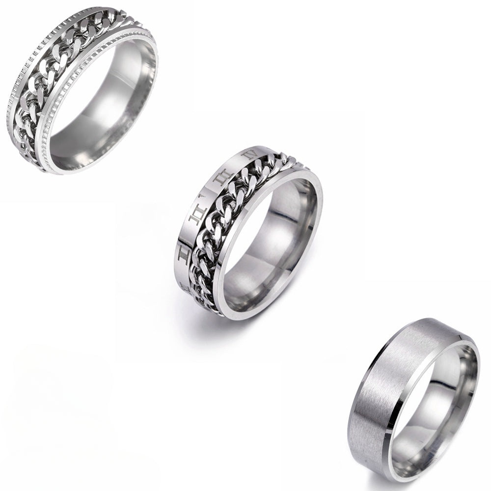 Outdoor Rotating Chain Ring for Men - Titanium Steel Jewelry for Men