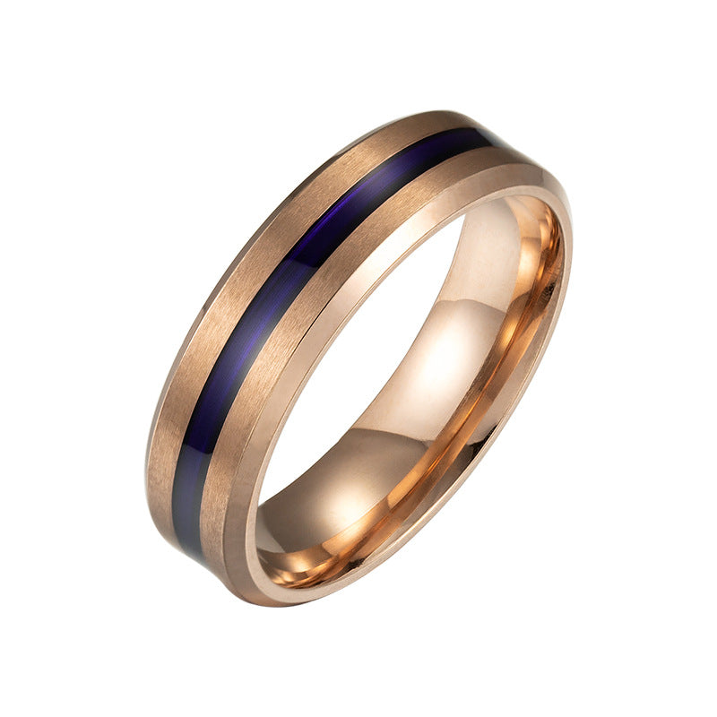 Rose Gold Stainless Steel Men's Ring - Minimalist Fashion Jewelry, Size 7-12