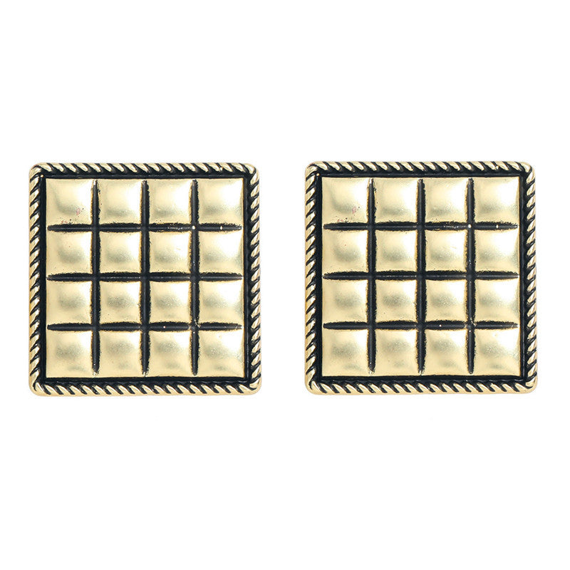 Metallic Geometric Embossed Earrings - Vienna Verve Collection