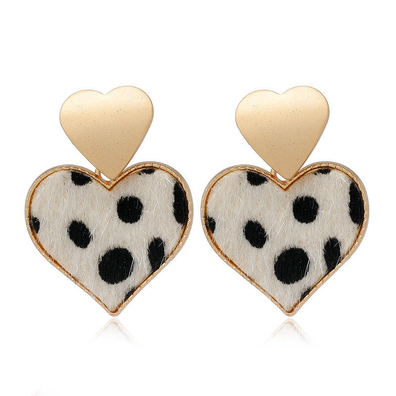 Leopard Heart-shaped Horse Hair Earrings - Vienna Verve Collection - Cross-border Jewelry