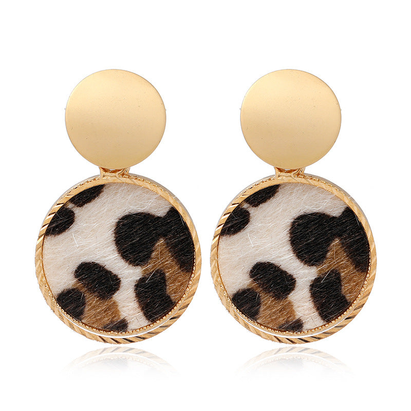 Leopard Heart-shaped Horse Hair Earrings - Vienna Verve Collection - Cross-border Jewelry