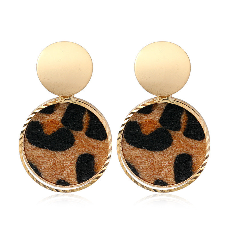 Leopard Heart-shaped Horse Hair Earrings - Vienna Verve Collection - Cross-border Jewelry