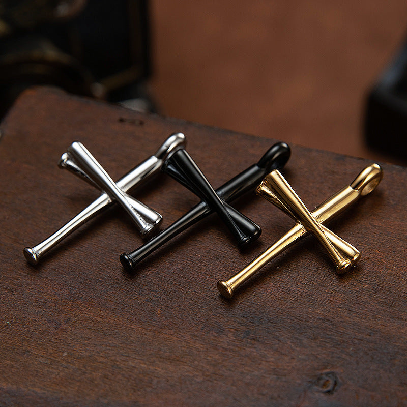 Stylish Baseball Cross Titanium Steel Pendant for Men