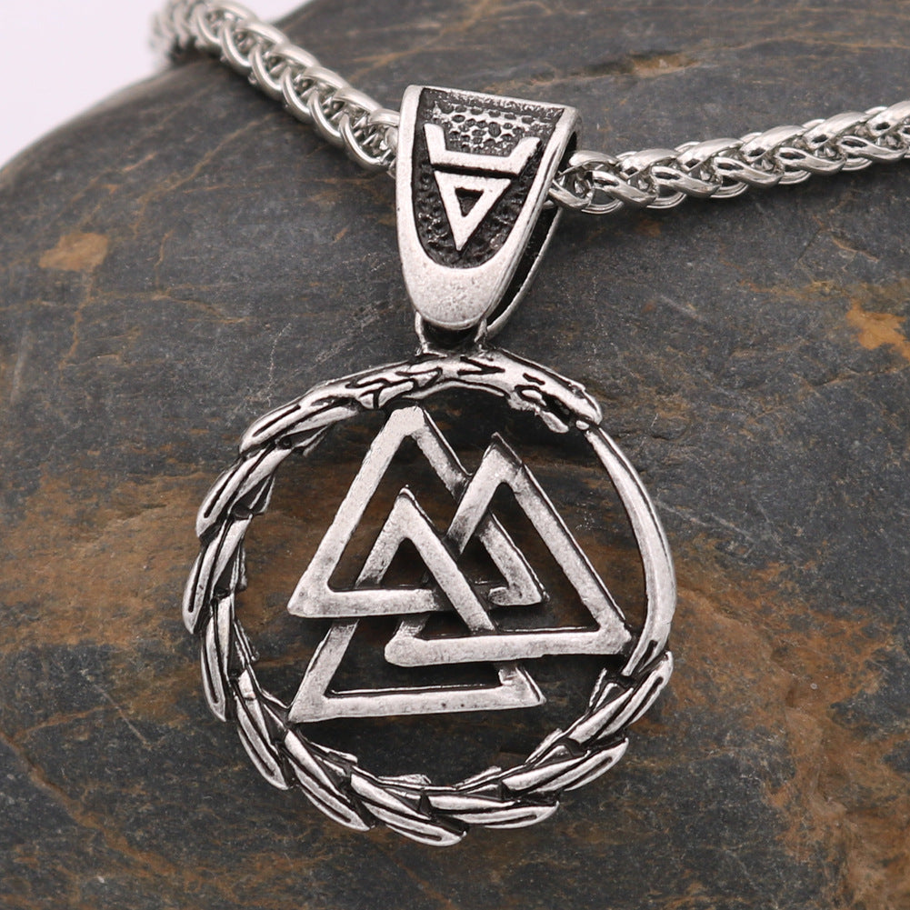 Viking Dragon Head Necklace - Norse Legacy Collection Metal Pendant