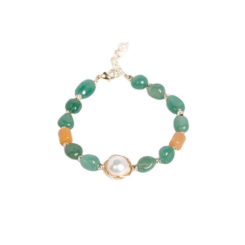 Fortune's Favor Freshwater Pearl and Aventurine Bracelet in Sterling Silver