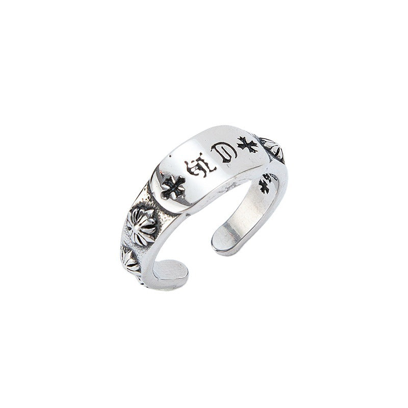 Crowe Cross Gothic Symbols Opening Titanium Steel Ring for Men