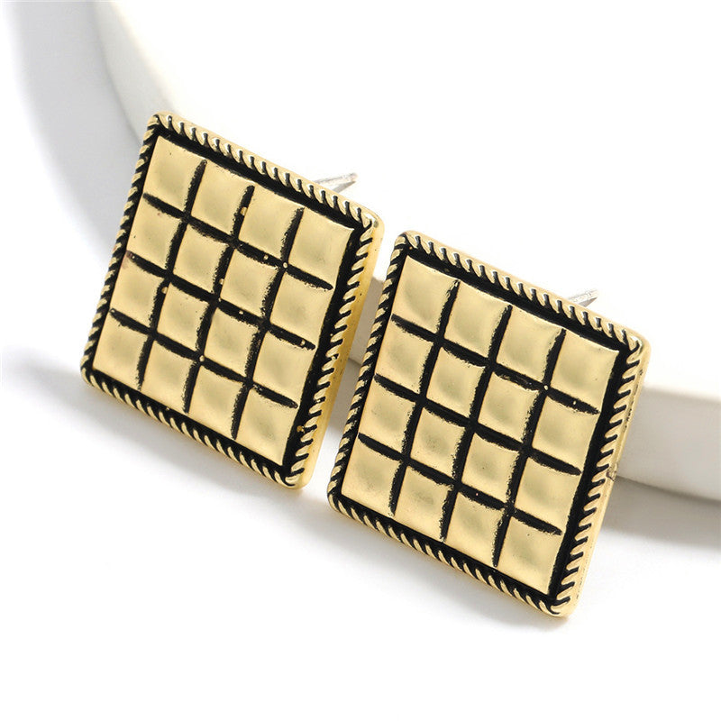 Metallic Geometric Embossed Earrings - Vienna Verve Collection