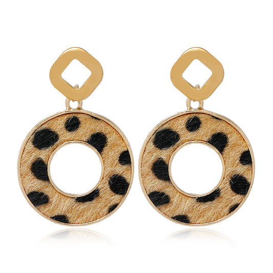 Leopard Heart-shaped Horse Hair Earrings - Vienna Verve Collection - Cross-border Jewelry