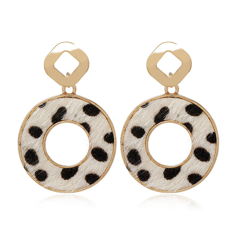 Leopard Heart-shaped Horse Hair Earrings - Vienna Verve Collection - Cross-border Jewelry