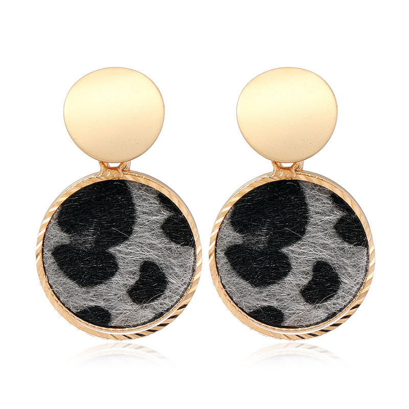 Leopard Heart-shaped Horse Hair Earrings - Vienna Verve Collection - Cross-border Jewelry