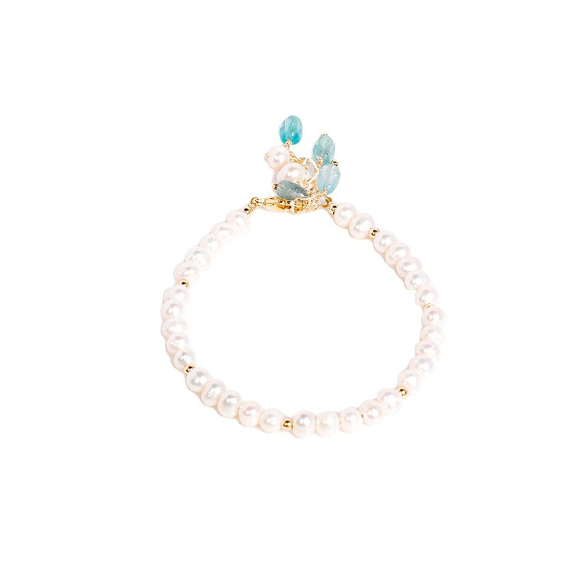 Fortune's Favor Blue Aventurine and Freshwater Pearl Sterling Silver Bracelet