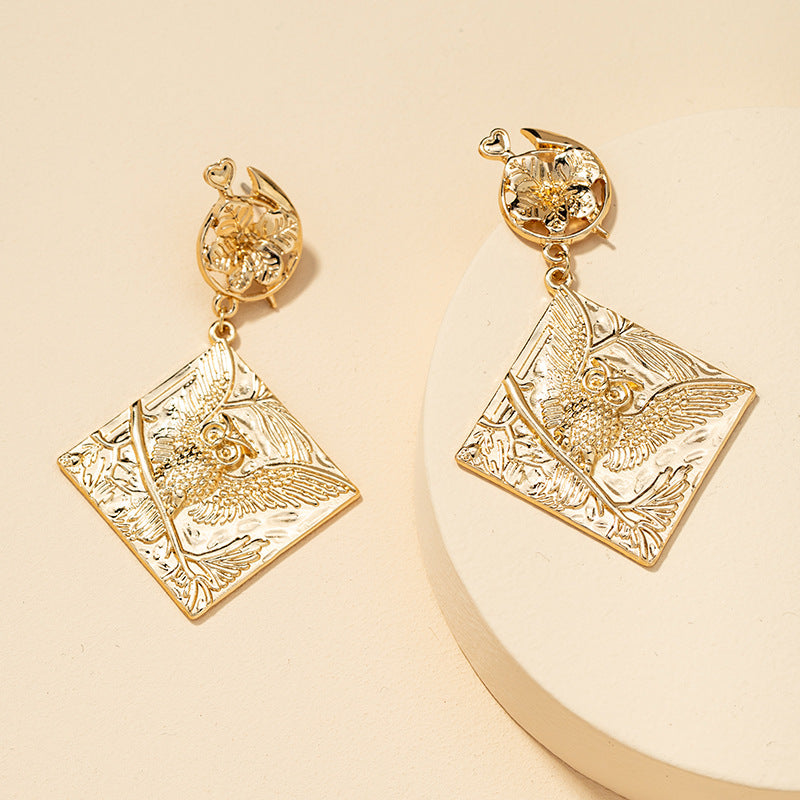 Wholesale Exaggerated Metal Owl Earrings - Vienna Verve Collection