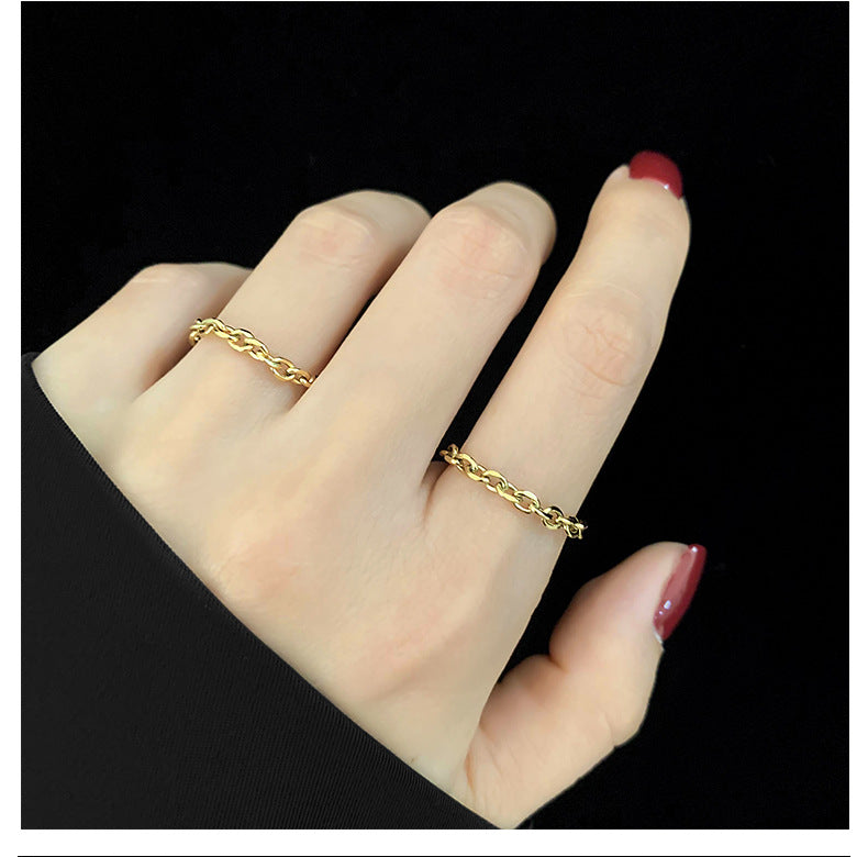 Frosty Gold Titanium Steel Ring for Women - Elegant Christmas Jewelry Gift