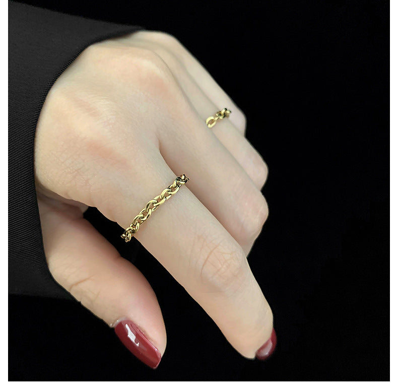 Frosty Gold Titanium Steel Ring for Women - Elegant Christmas Jewelry Gift