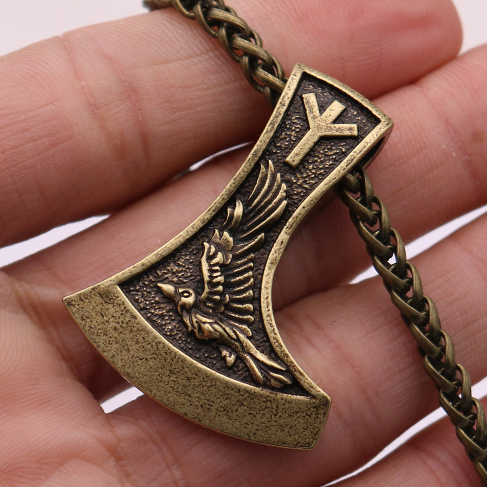 Viking Odin Crow Amulet Necklace - Norse Legacy Collection