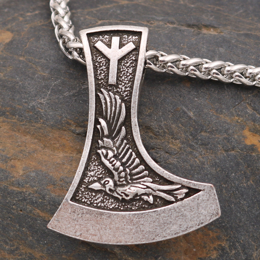 Viking Odin Crow Amulet Necklace - Norse Legacy Collection