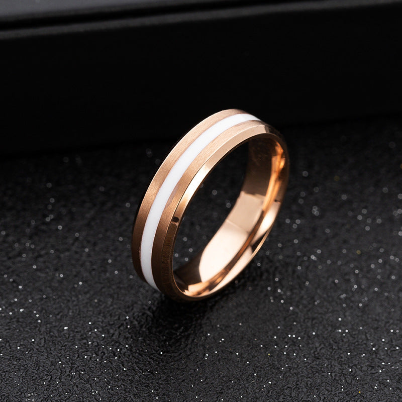 Rose Gold Stainless Steel Men's Ring - Minimalist Fashion Jewelry, Size 7-12