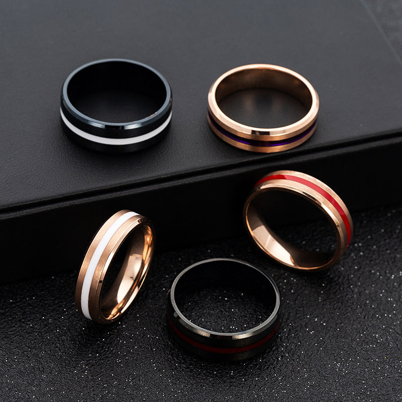 Rose Gold Stainless Steel Men's Ring - Minimalist Fashion Jewelry, Size 7-12