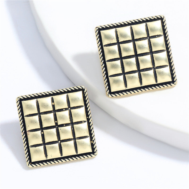 Metallic Geometric Embossed Earrings - Vienna Verve Collection