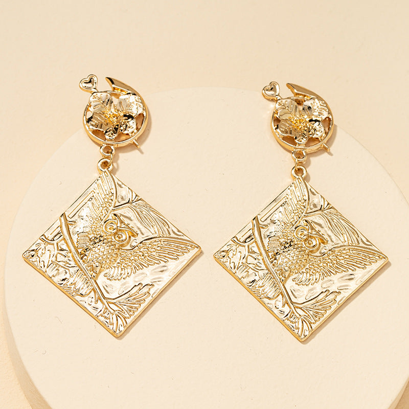 Wholesale Exaggerated Metal Owl Earrings - Vienna Verve Collection