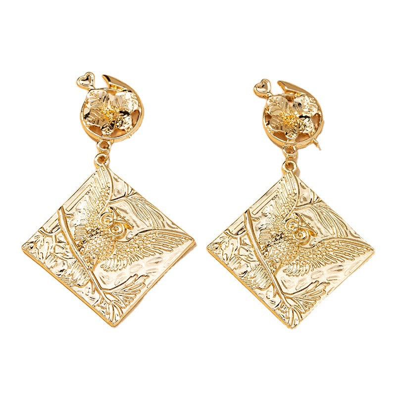 Wholesale Exaggerated Metal Owl Earrings - Vienna Verve Collection